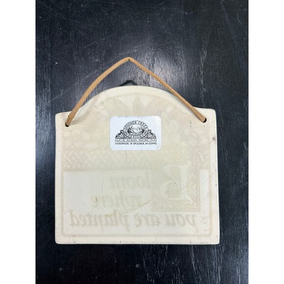 Vintage-Pottery Ornament- Wall Hanger- pink flowers-bloom where you grow - Picture 4 of 4